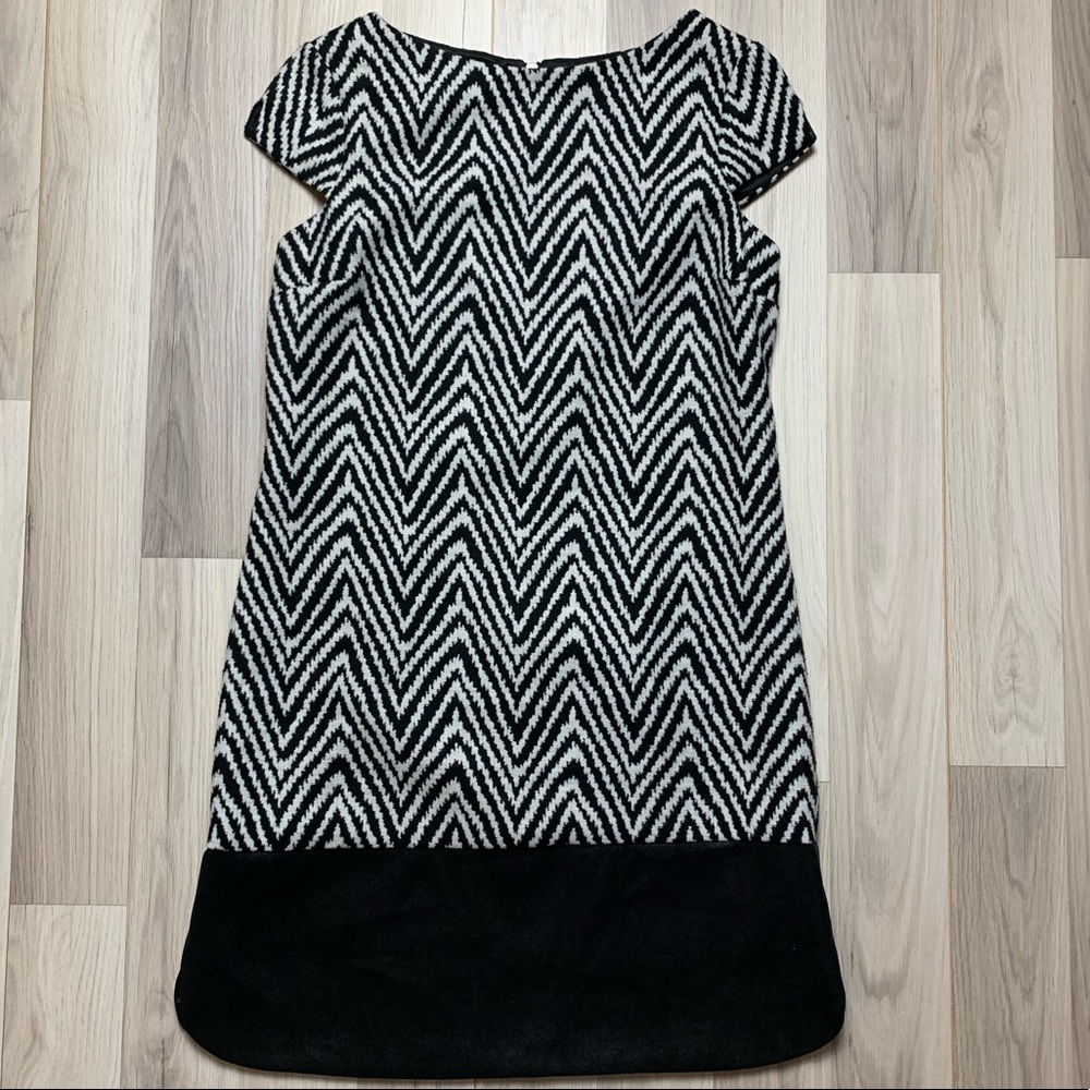 Muse Chevron Tweed Colorblock Dress Black & White